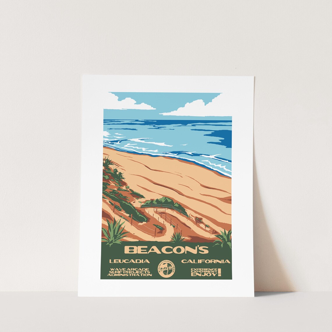 Copy Beacons Leucadia Ca Surf Poster National Parks Style