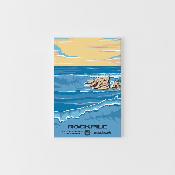 Rockpile Laguna Beach Ca Print National Parks Vintage Style Surf Art Framedunframed Coastal Print
