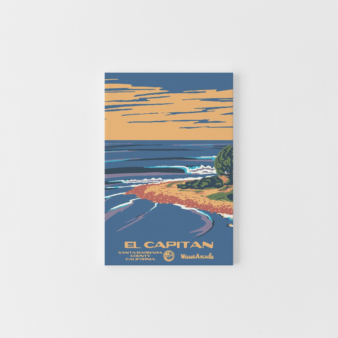 El Capitan Santa Barbara County Beach Cove Sunset Travel Poster