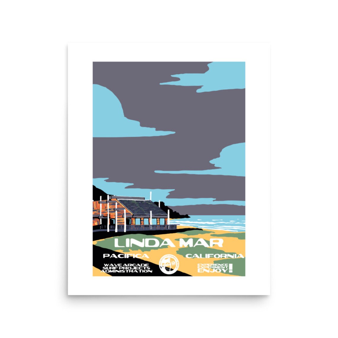 Copy Linda Mar Pacifica Ca Surf Poster National Parks Style - Image 2