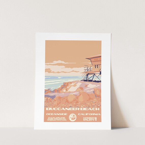 Copy Buccaneer Beach Oceanside Ca Surf Poster National Parks Style