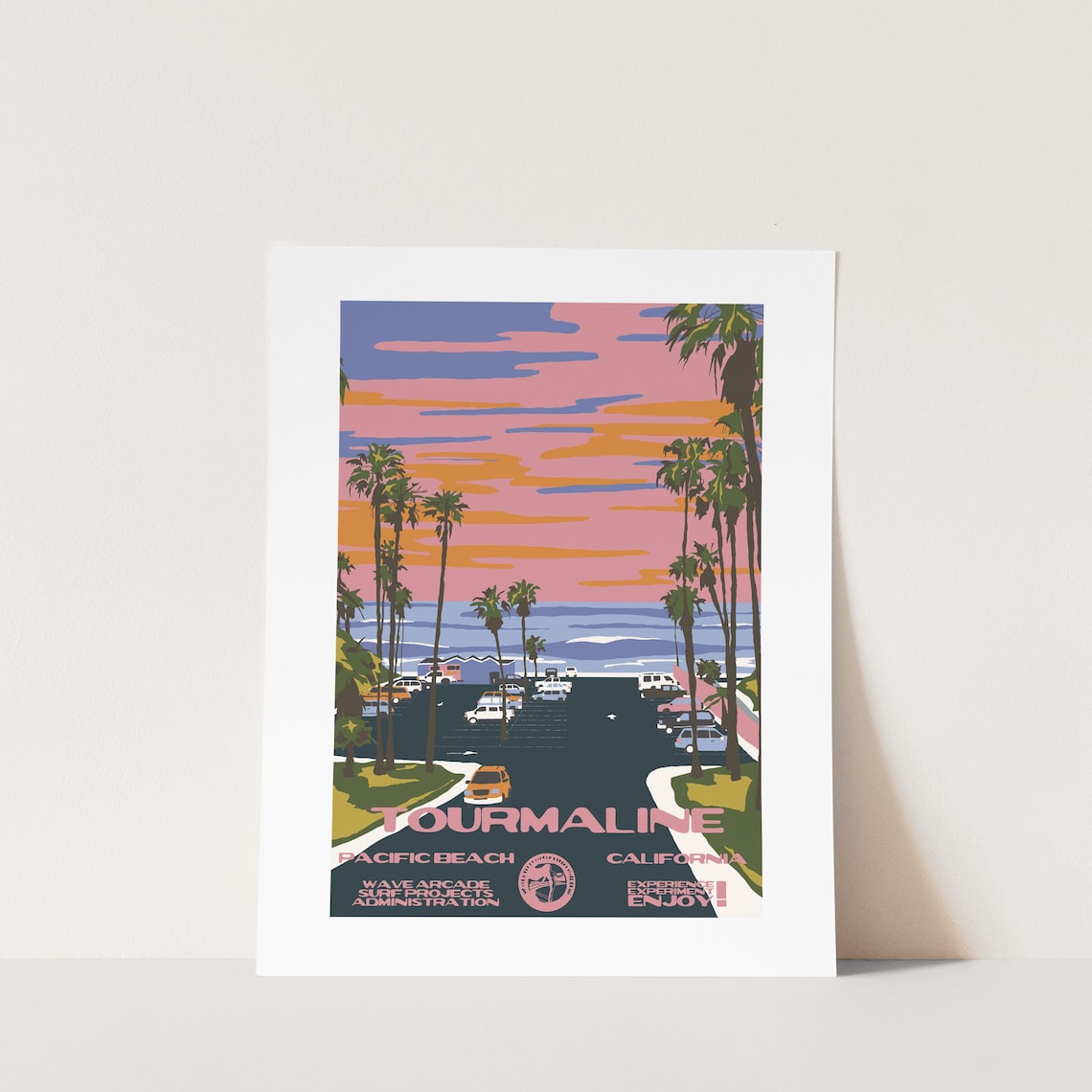 Tourmaline Pacific Beach California Palms Sunset Street Surf Poster