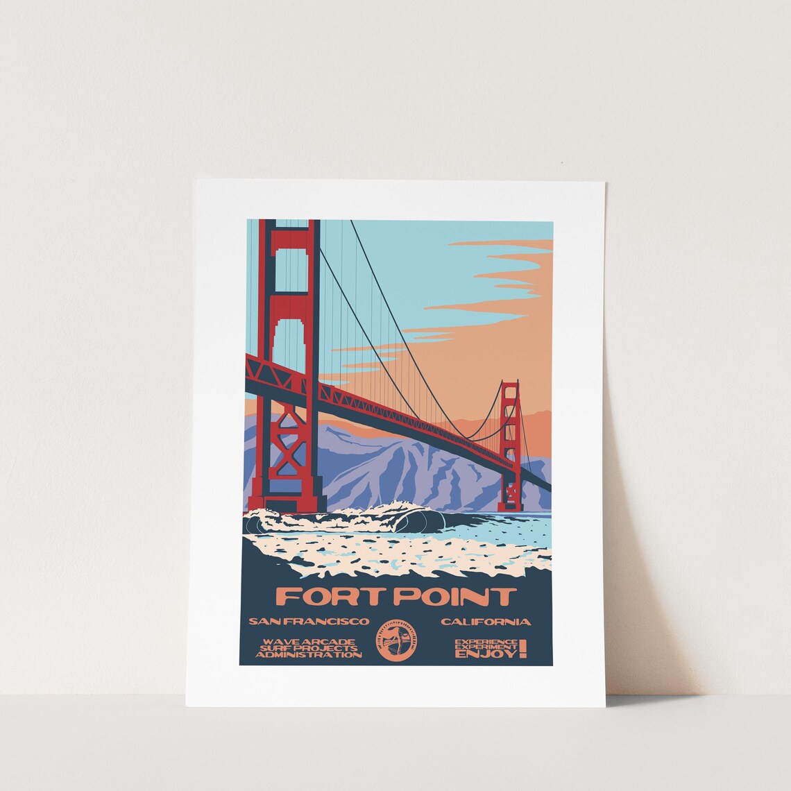 Copy Fort Point San Francisco Ca Surf Poster National Parks Style
