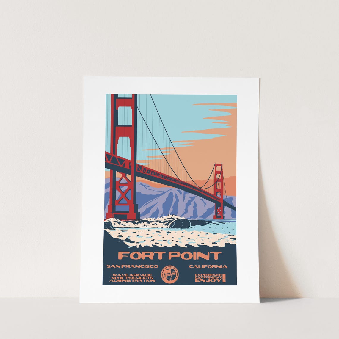 Fort Point San Francisco California Golden Gate Bridge Surf Poster