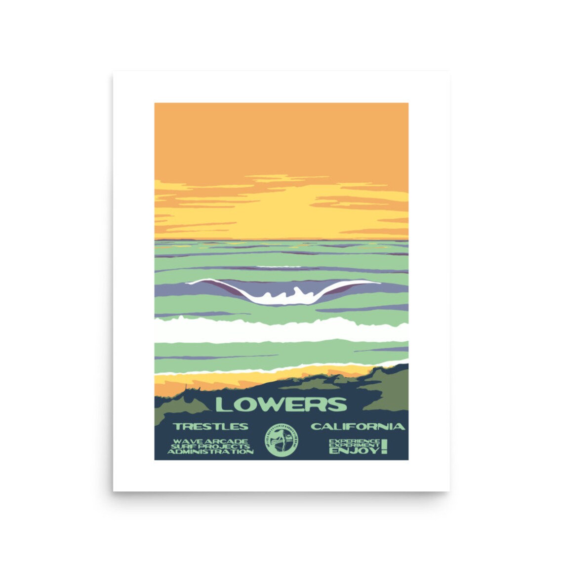 Copy Lowers Trestles Ca Surf Poster National Parks Style - Image 2