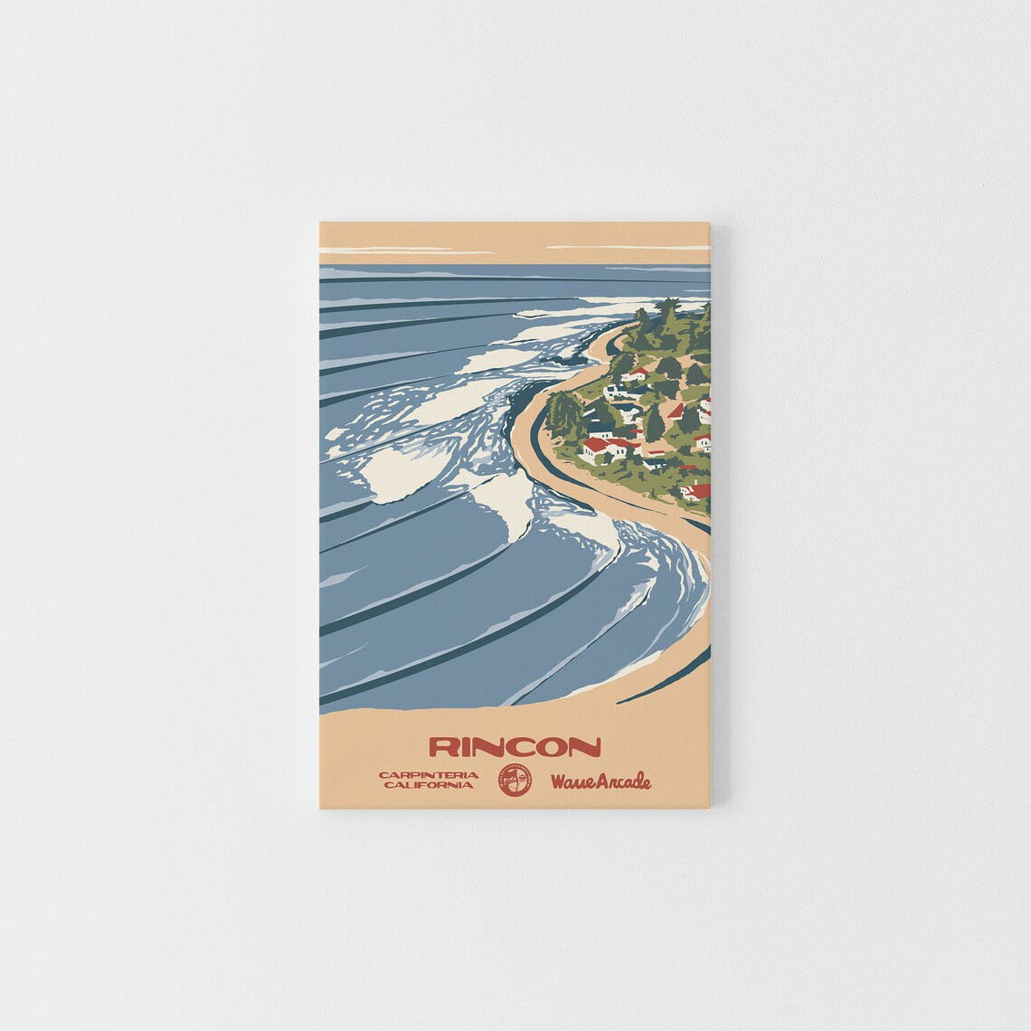 Rincon Carpinteria Ca Print National Parks Vintage Style Surf Art Framedunframed Coastal Print