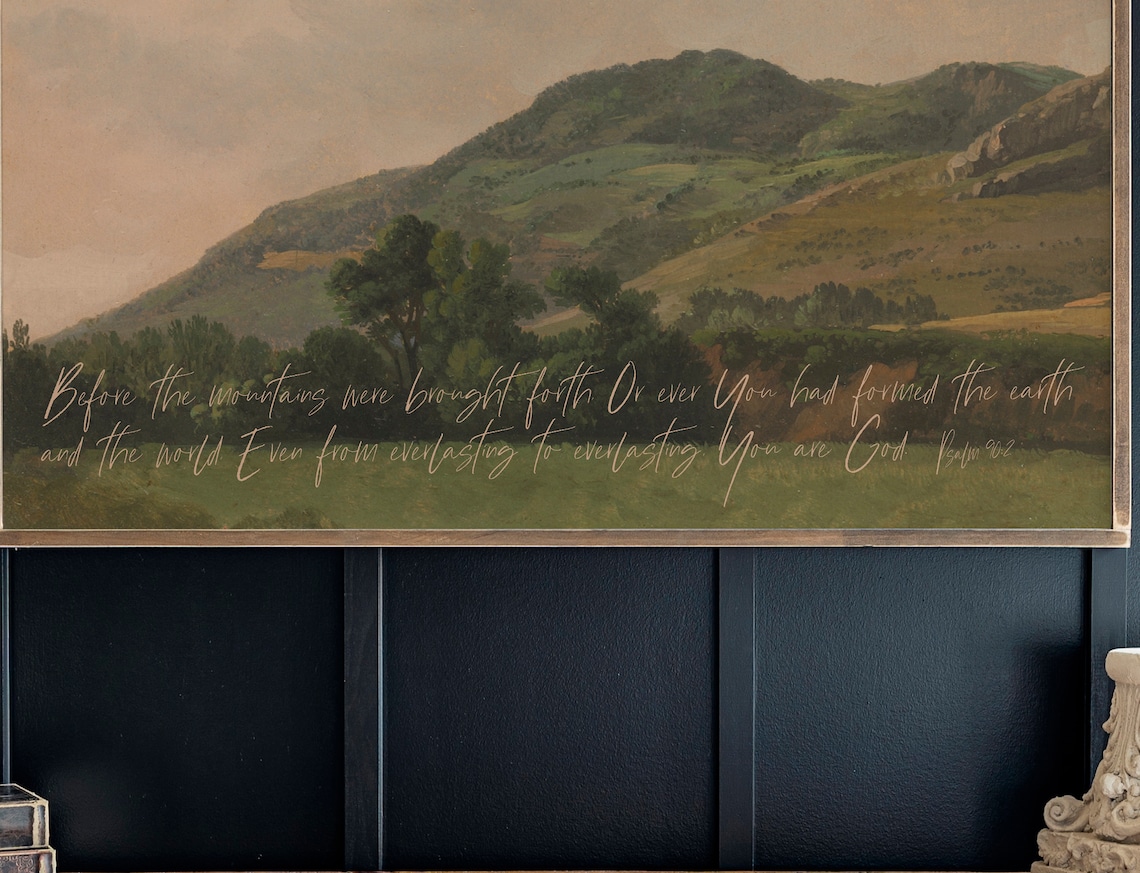 Psalm 90:2 Vintage Scripture Art, Mountain Scene Poster - Image 2