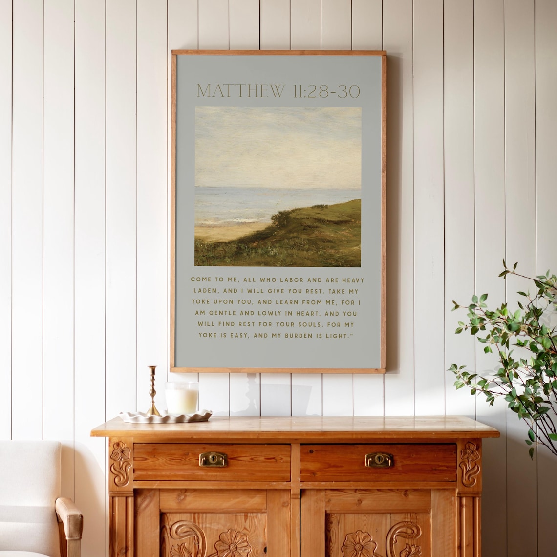 Matthew 11 Scripture Art, Modern Christian Poster