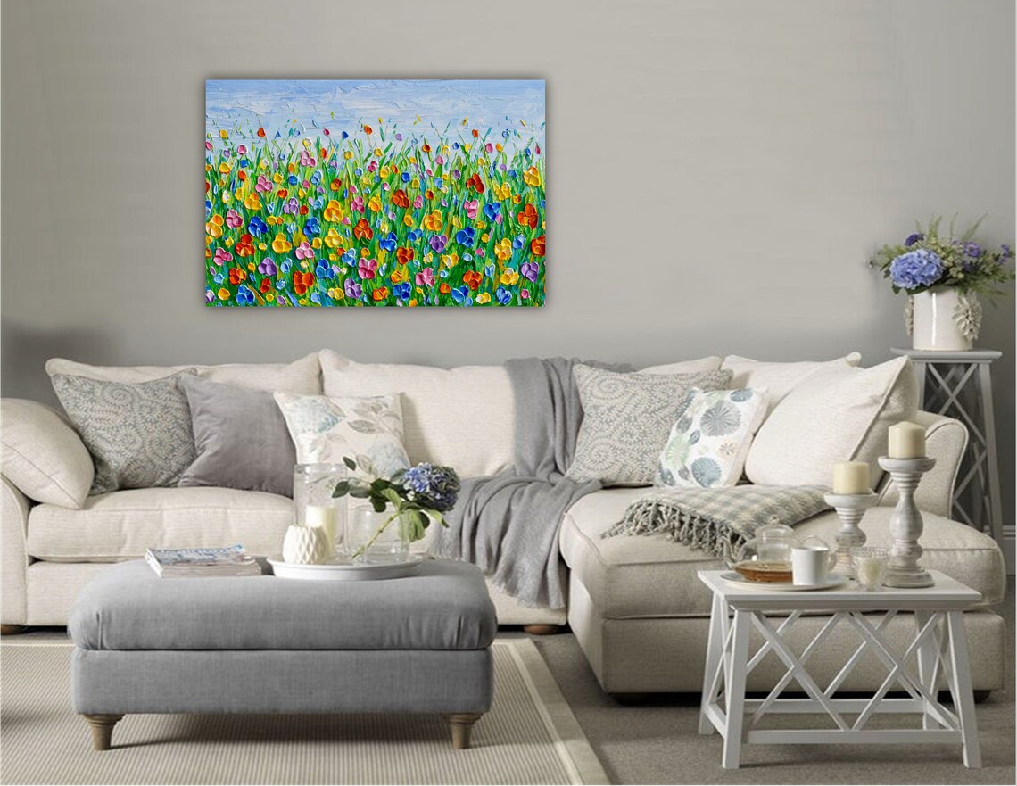Colorful Flower Field Meadow Botanical Art Print - Image 2