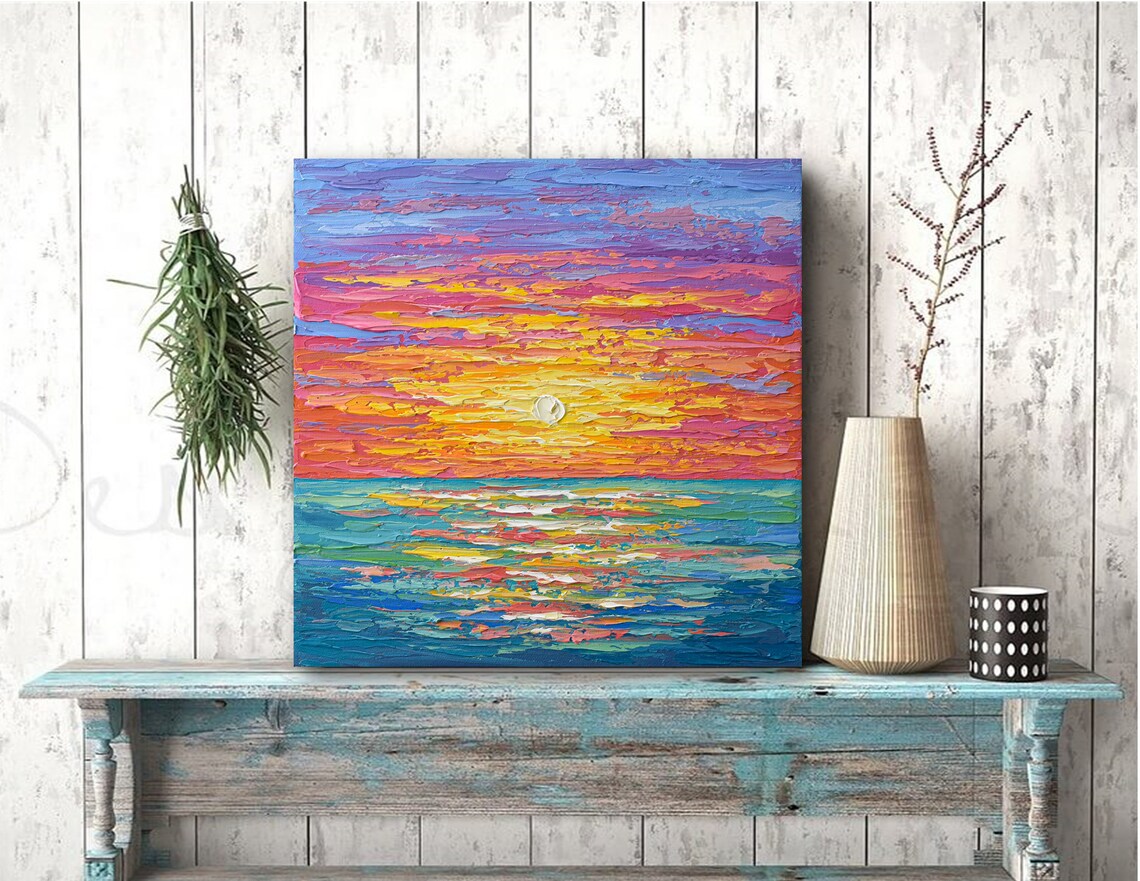 Impressionist Sunset Seascape Art Print, Coastal Decor - Image 2