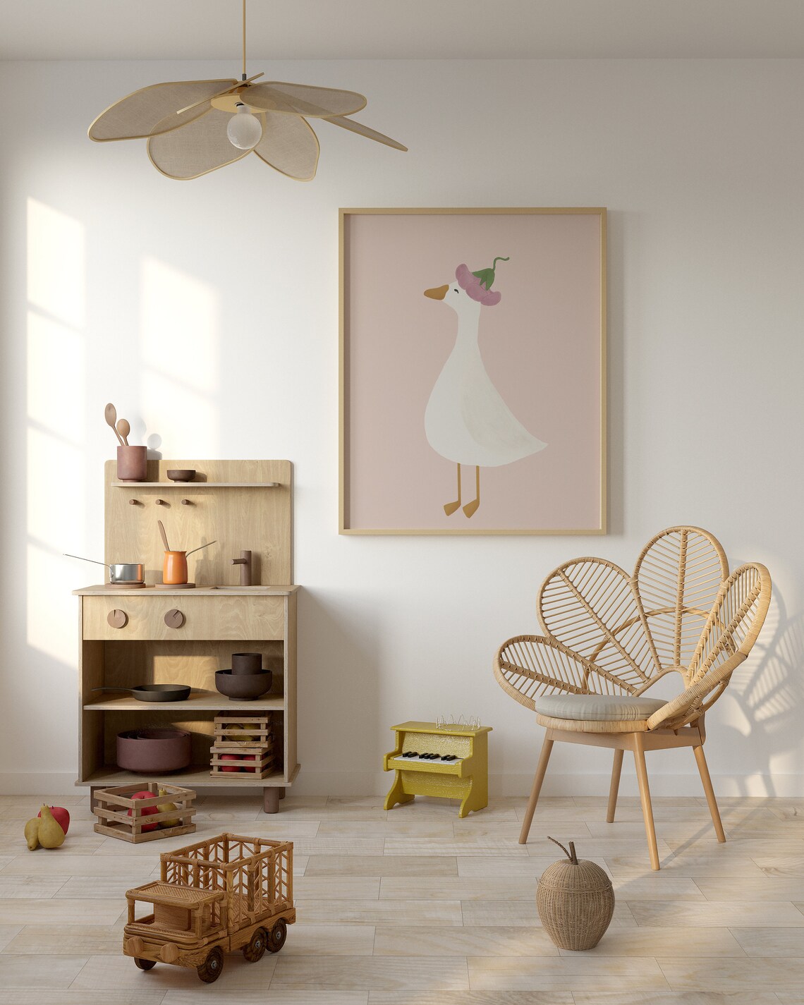 Silly Goose Cute Goose Nursery Art Print - Image 3