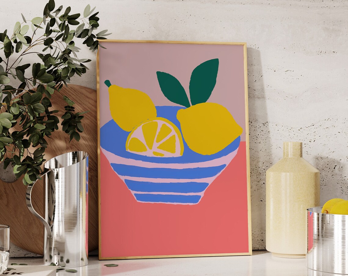 Lemon Art Print, Trendy Kitchen and Dining Room Decor