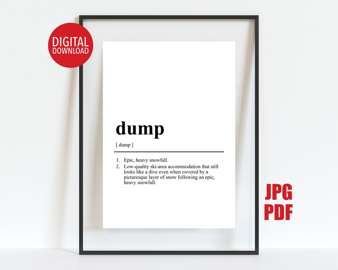 Dump Ski Slang Definition Funny Dictionary Quote Bathroom Poster