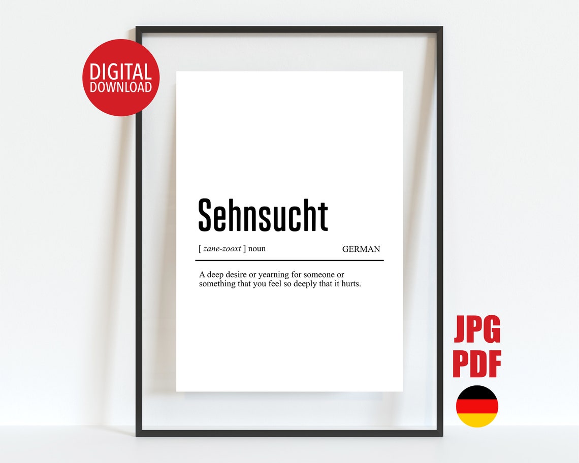 Sehnsucht Definition German Word Poetic Deep Yearning Wall Art