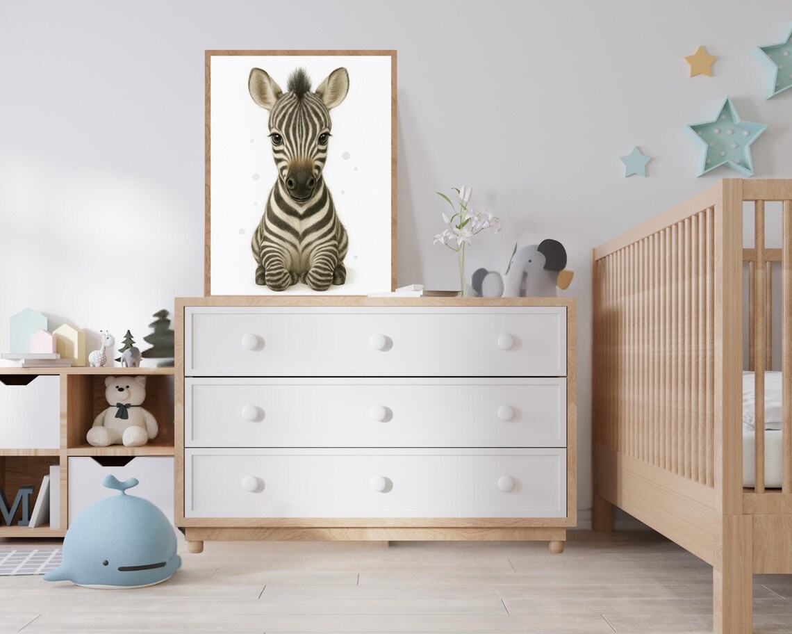Zebra Nursery Safari Animal Poster, Kids Room Decor - Image 2