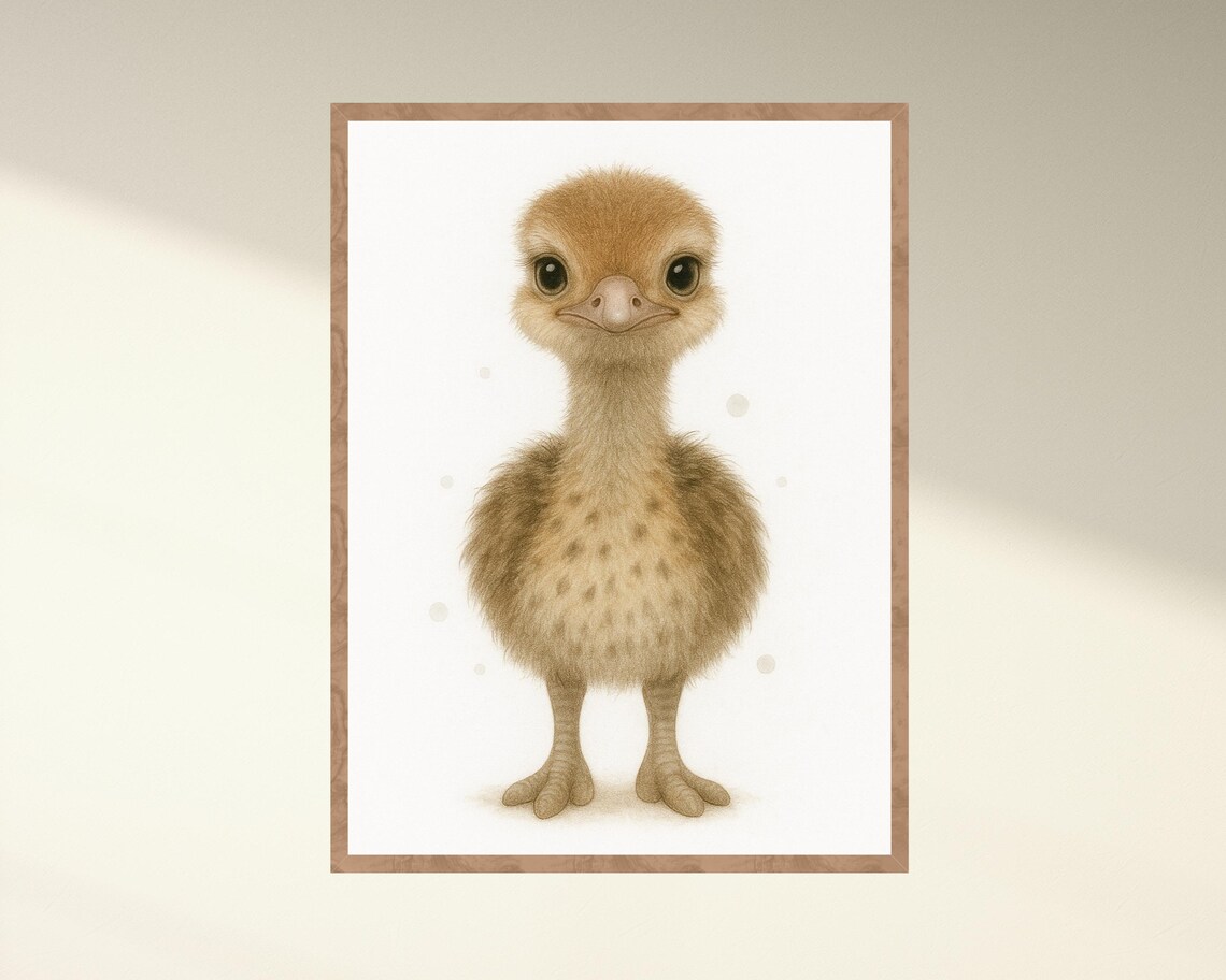 Safari Nursery Baby Ostrich Art Print, Cute Jungle Bird - Image 4