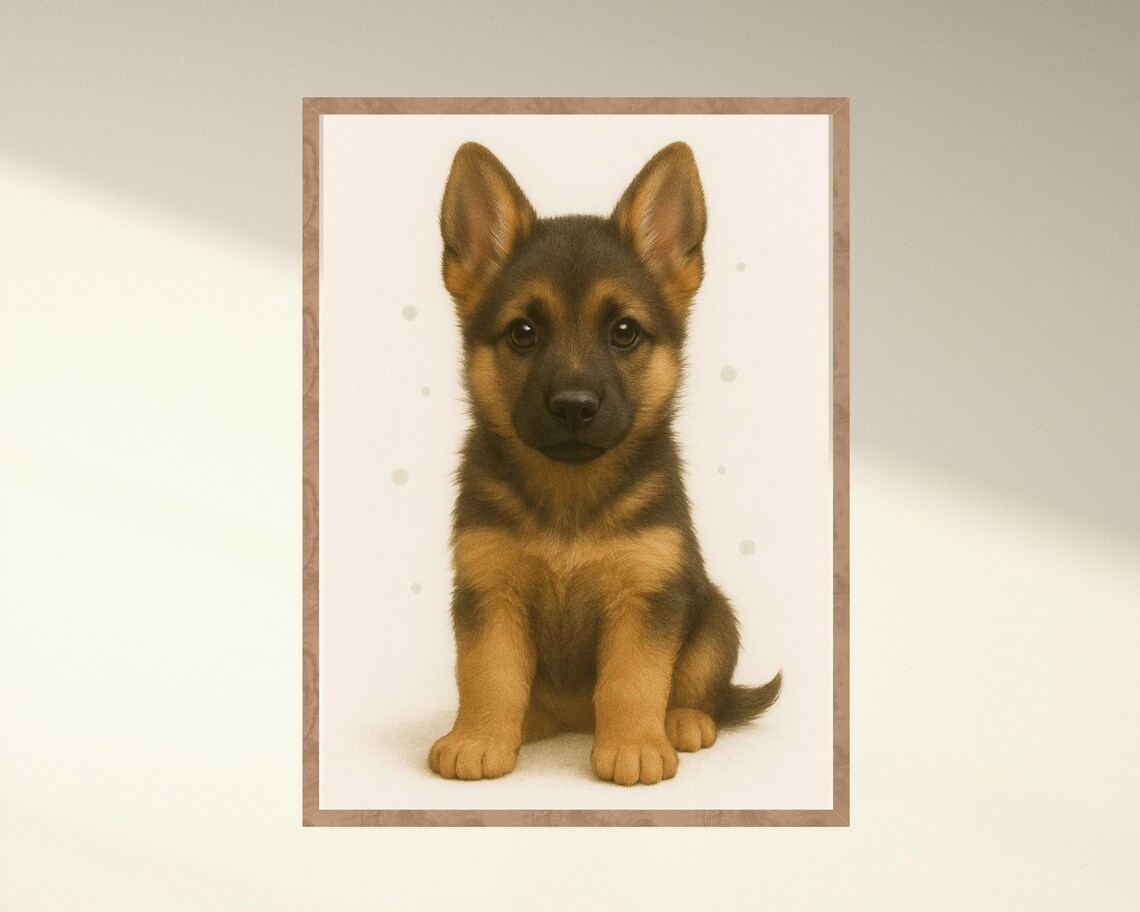 German Shepherd Puppy, Cute Nursery Dog Poster - Image 4