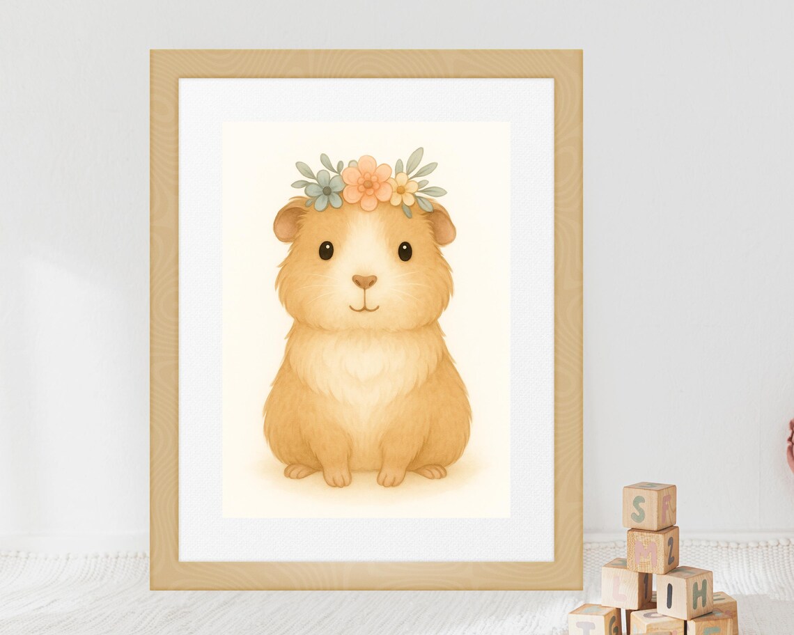 Adorable Guinea Pig Nursery Decor, Cute Animal Print