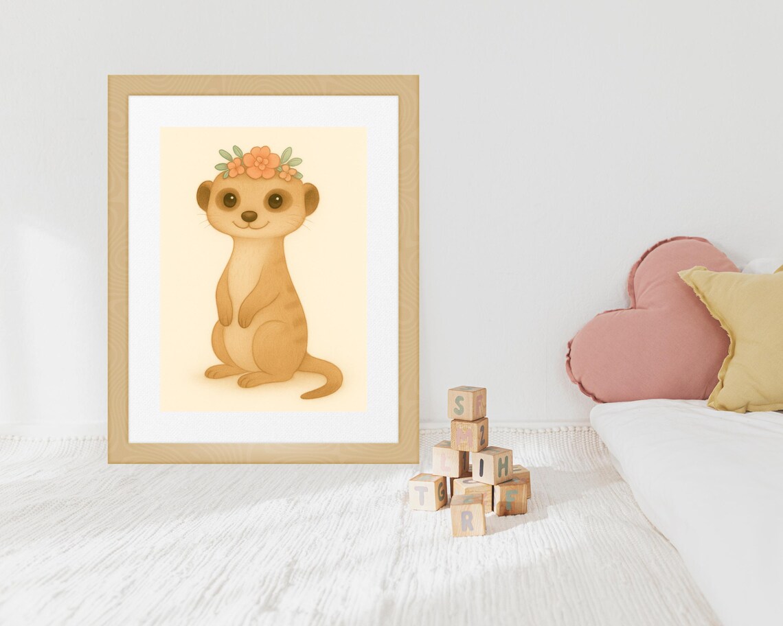 Boho Safari Meerkat Art Print, Nursery Decor - Image 3