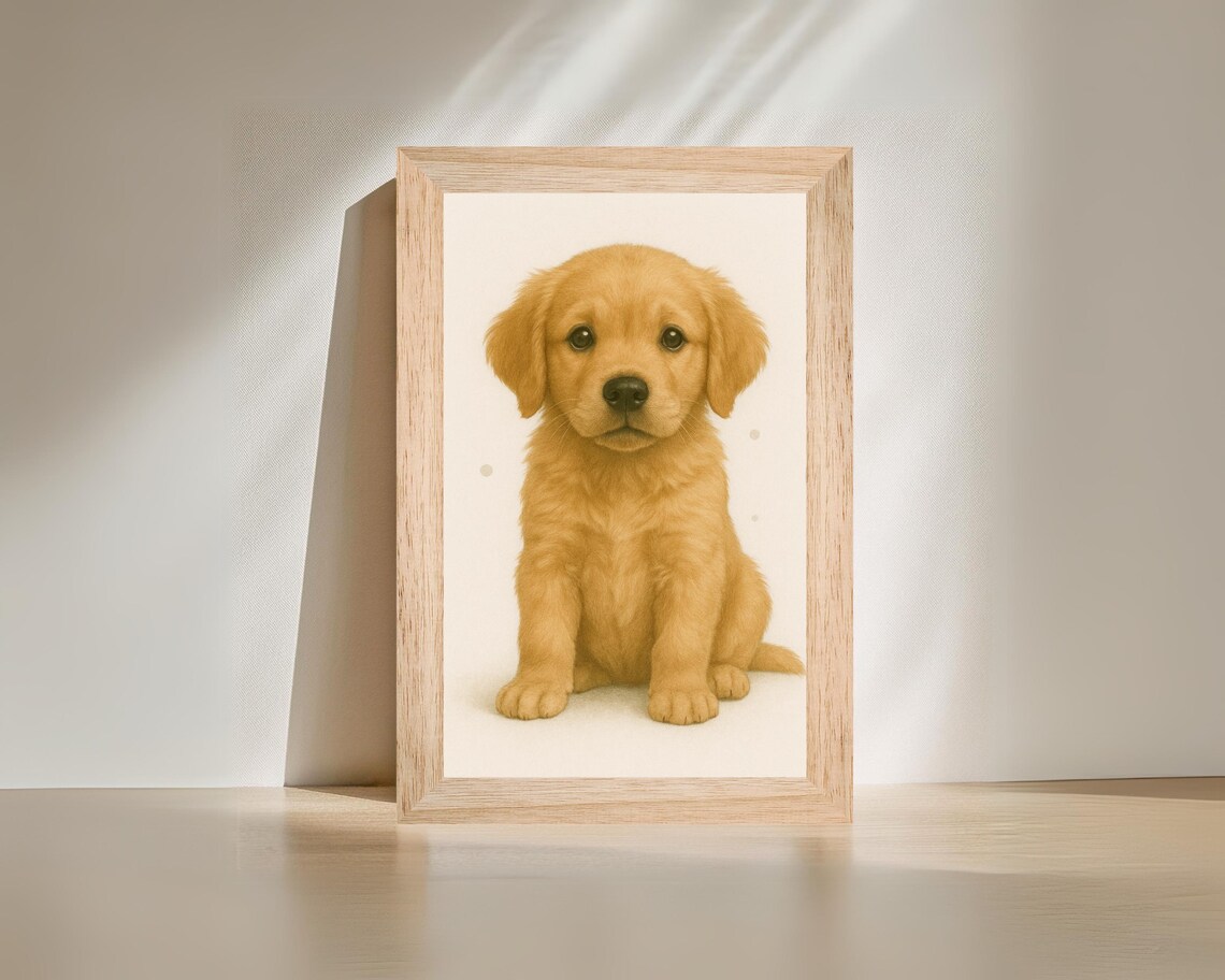 Golden Retriever Poster, Cute Dog Art for Nursery