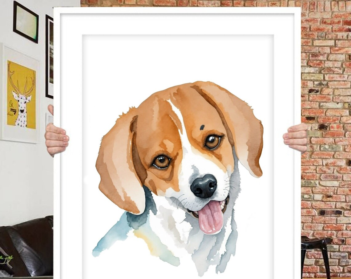 Custom Dog Portrait Watercolor Pet Art Print