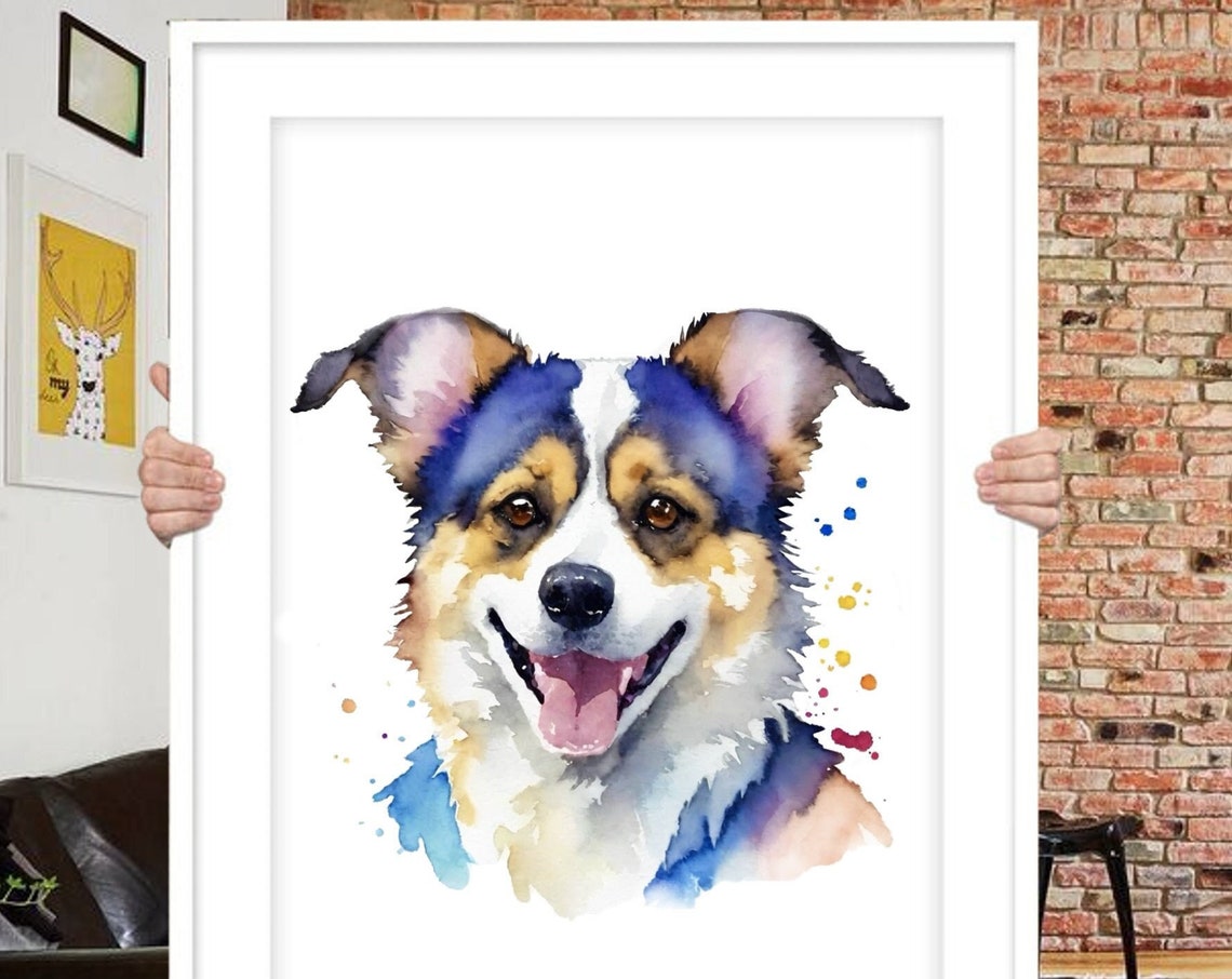 Custom Pet Portrait Watercolor Dog Painting