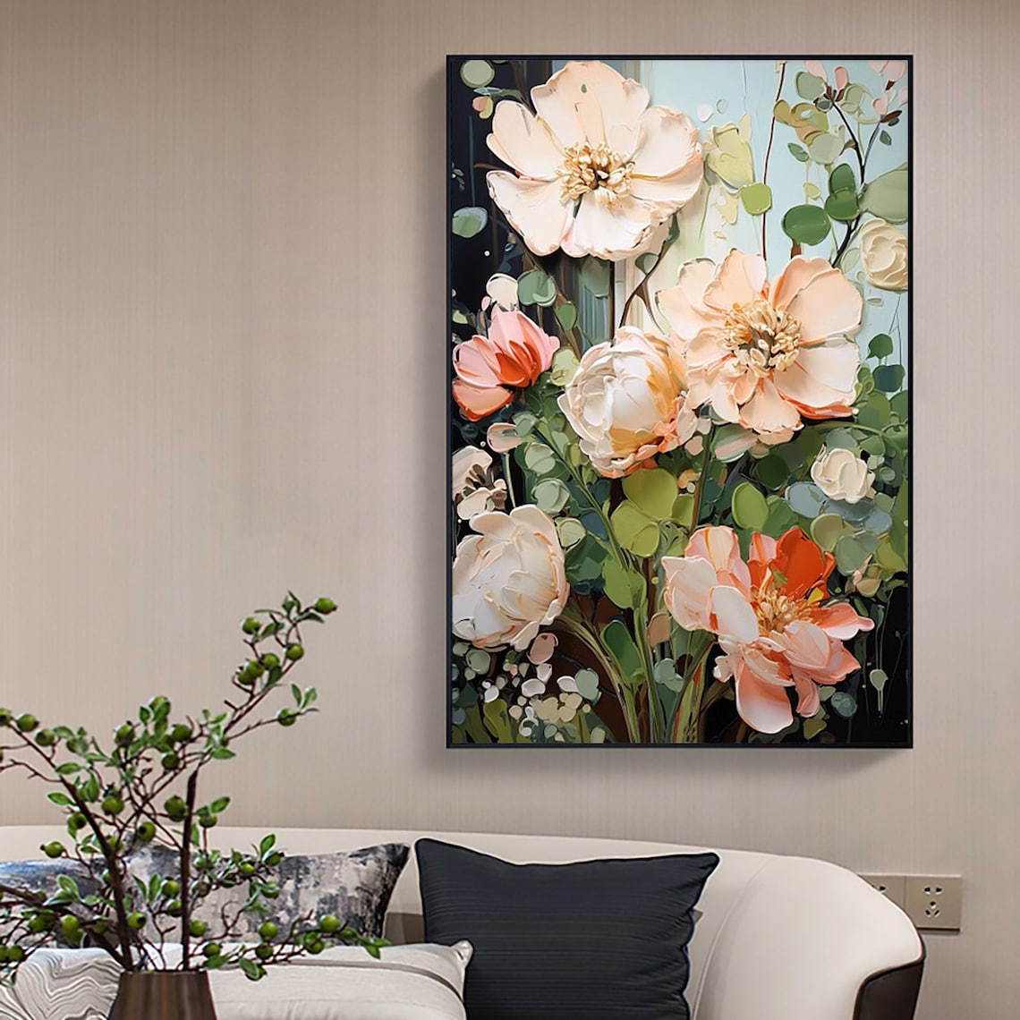 Abstract Flower Oil Painting, Minimalist Floral Print - Image 7