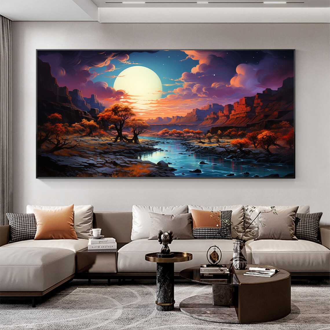 Abstract Mountain Landscape, Minimalist Oil Print - Image 5