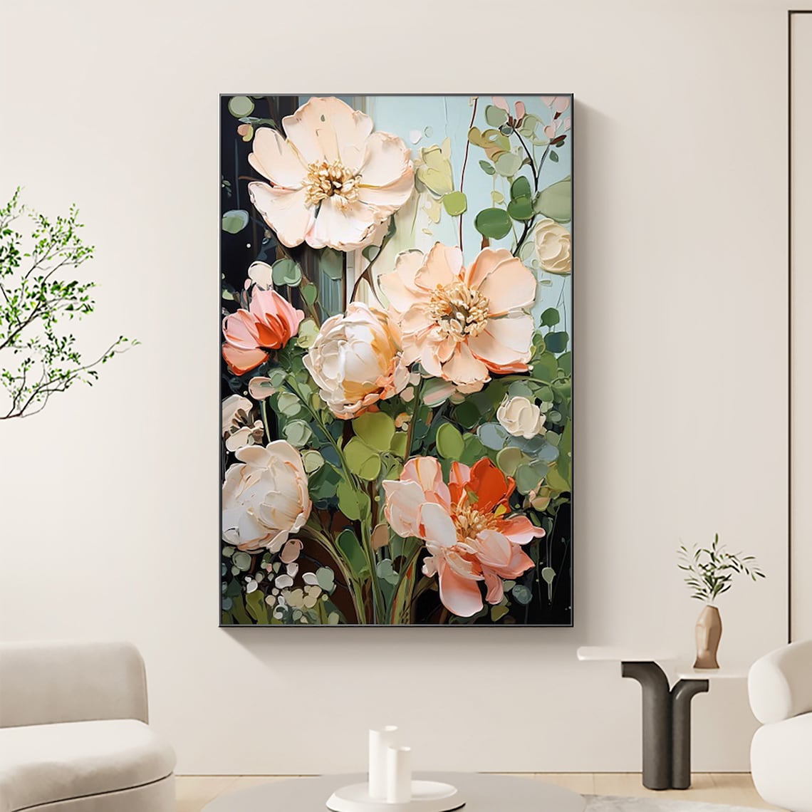 Abstract Flower Oil Painting, Minimalist Floral Print - Image 6