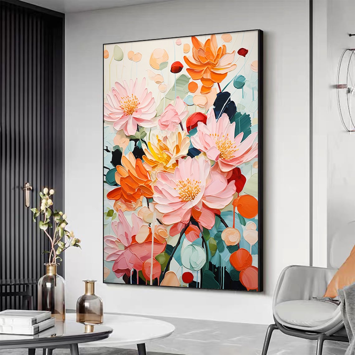 Minimalist Flower Oil Painting, Modern Floral Art Print - Image 6