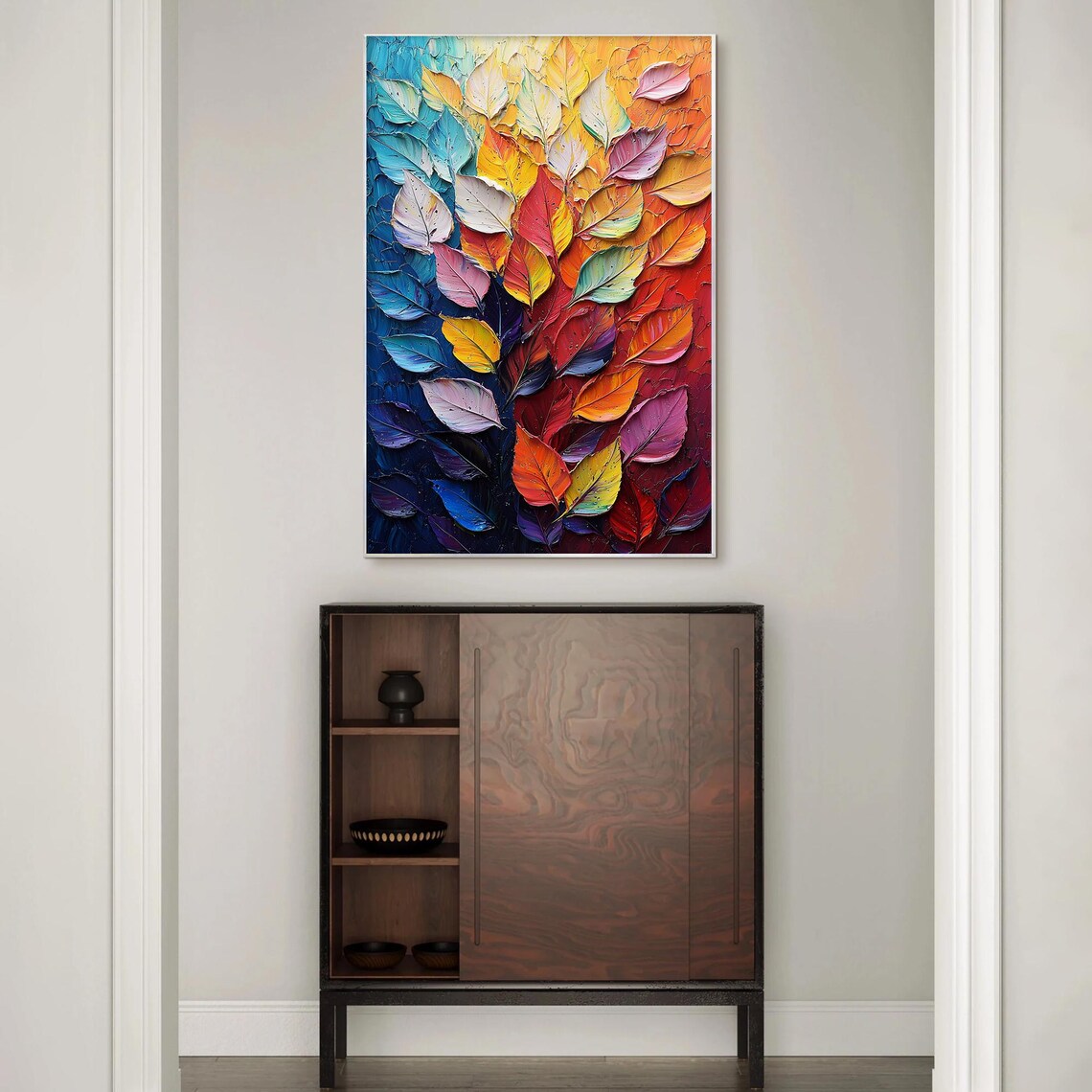 Abstract Leaves Oil Painting Modern Botanical Art - Image 4