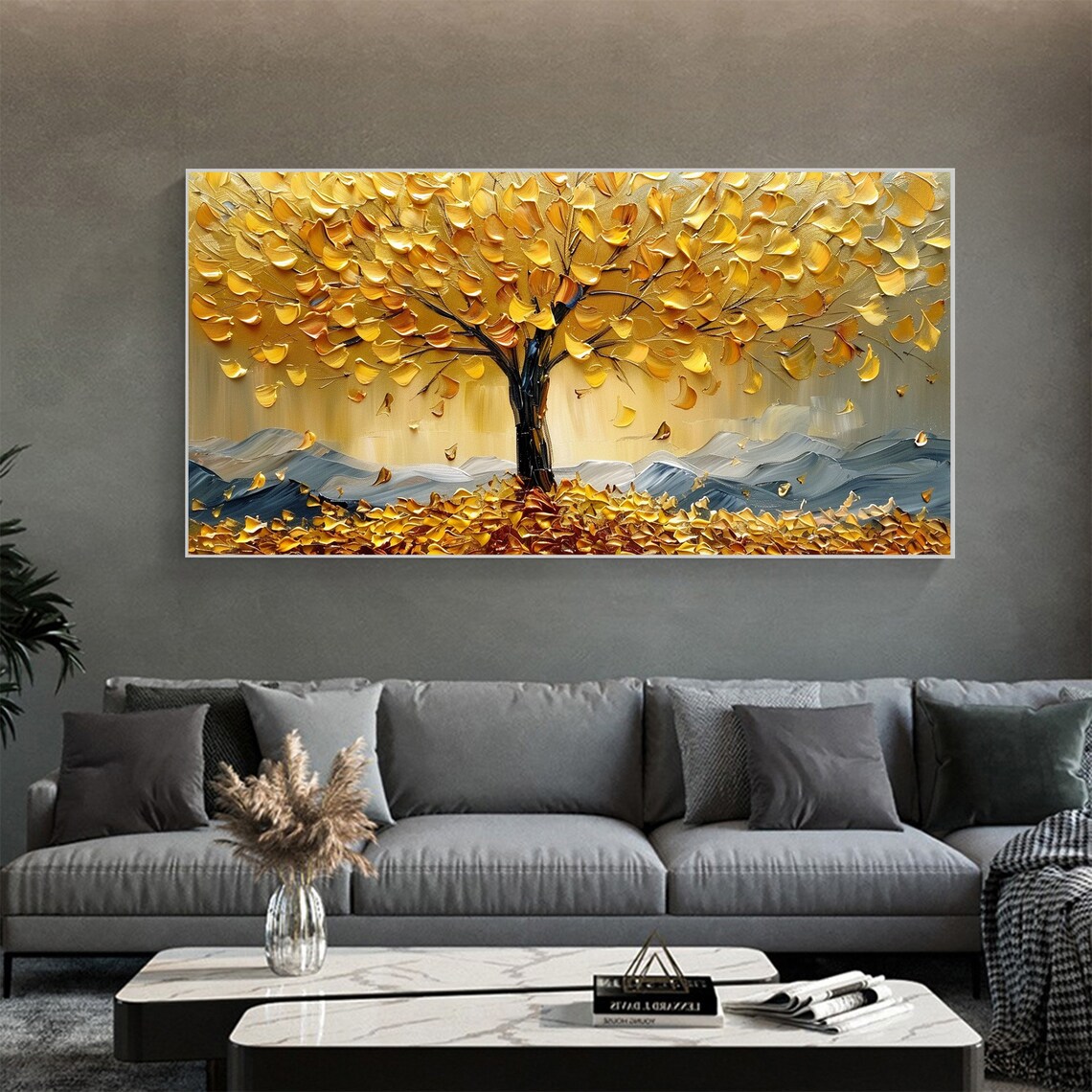 Tree Of Life Abstract Golden Tree Art Print - Image 2