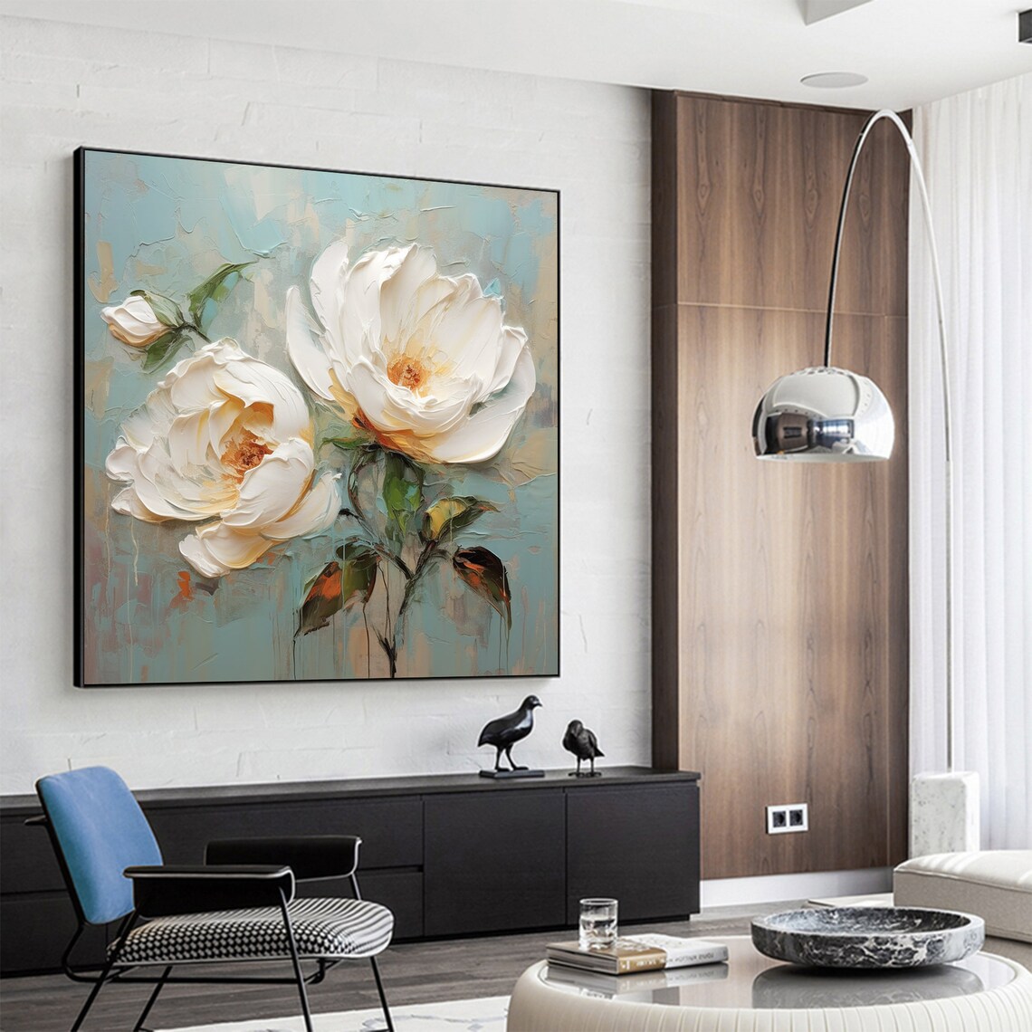 Minimalist Flower Oil Painting, Abstract Floral Art Print - Image 4