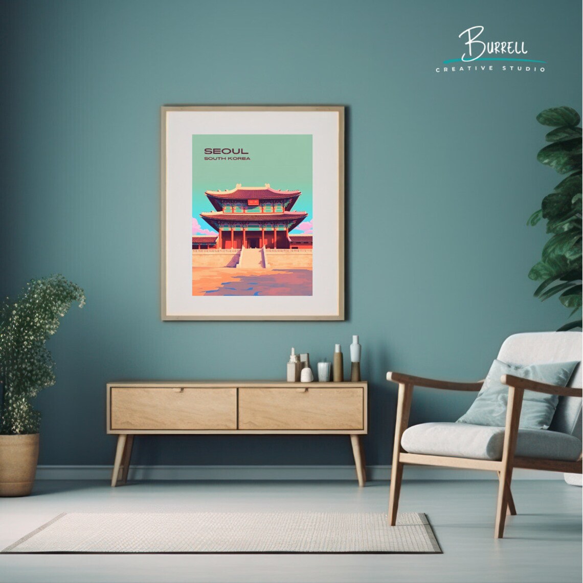 Seoul South Korea Gyeongbokgung Palace Colorful Travel Poster - Image 5