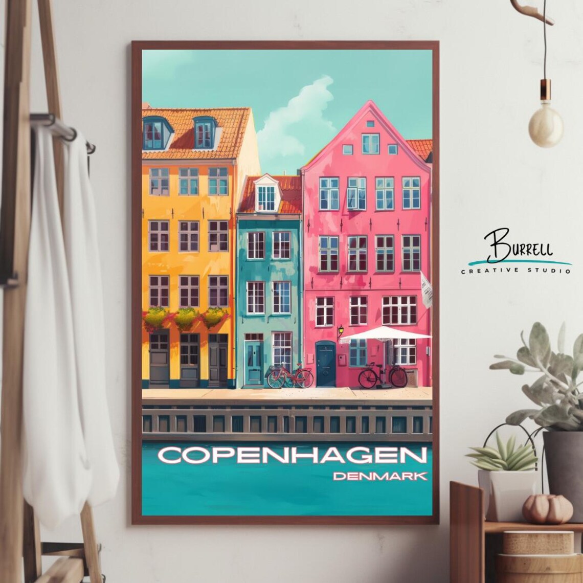 Copenhagen Denmark Nyhavn Waterfront Pastel Houses Bikes Travel Poster - Image 4