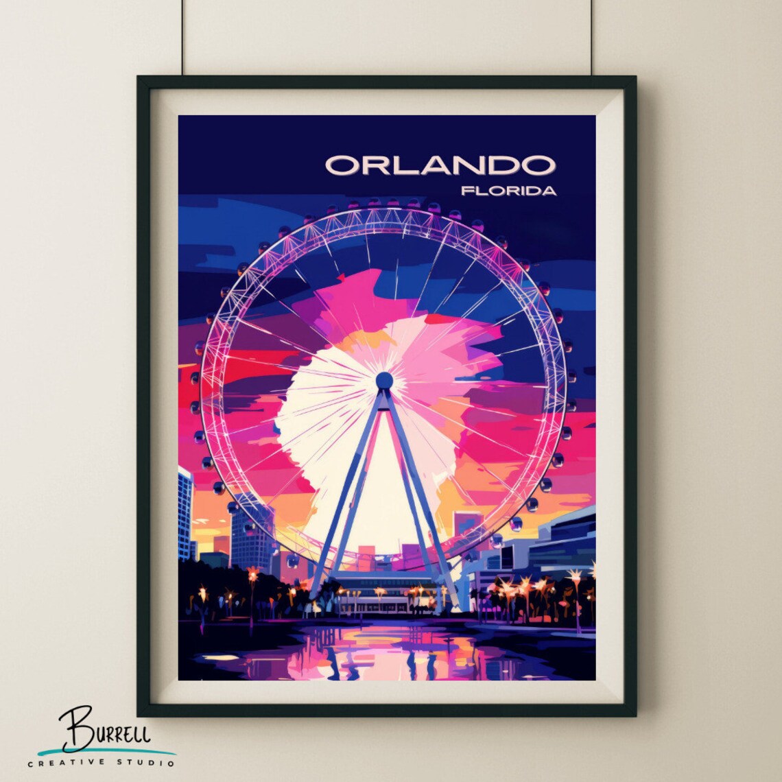 Orlando Florida Eye Travel Poster, Travel Poster