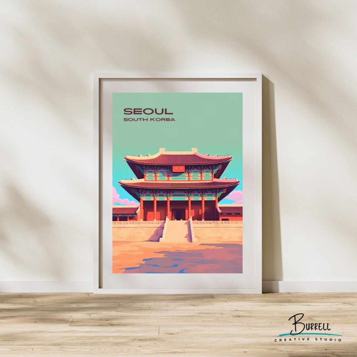 Seoul South Korea Gyeongbokgung Palace Colorful Travel Poster