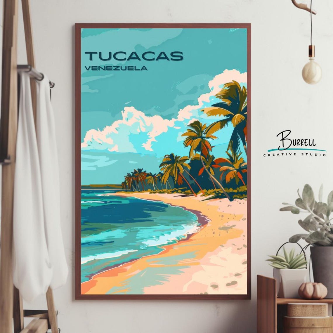 Tucacas Venezuela Beach Palms Turquoise Water Tropical Travel Poster - Image 4