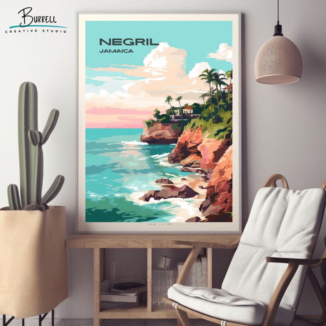 Negril Jamaica Cliffs Travel Poster Print - Image 2