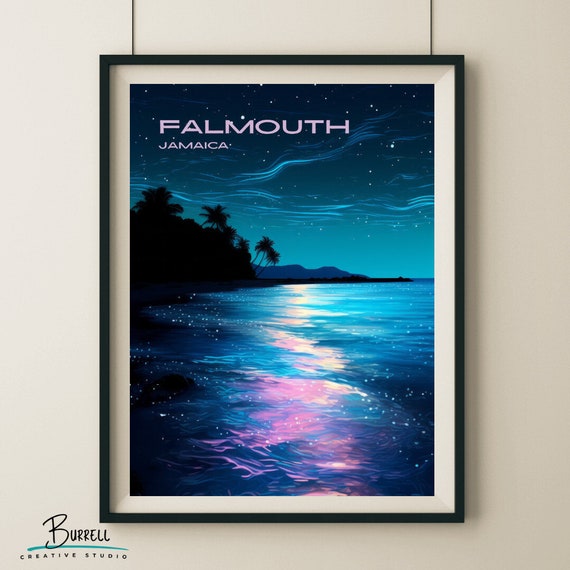 Falmouth Jamaica Luminous Lagoon Travel Poster Wall Art Poster Print