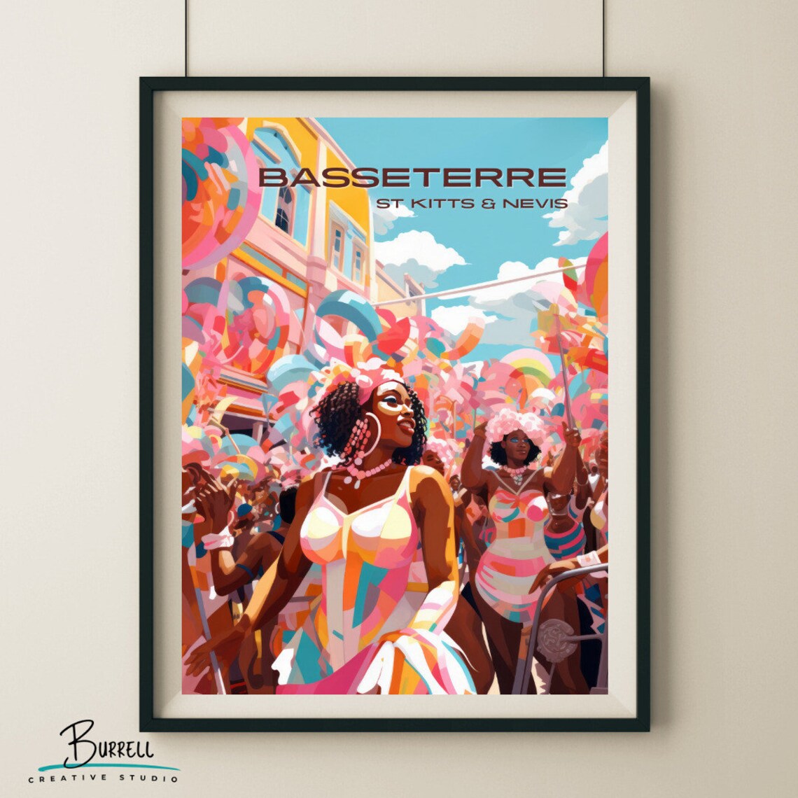Basseterre Saint Kitts Carnival Dancers Festival Color Travel Poster - Image 5
