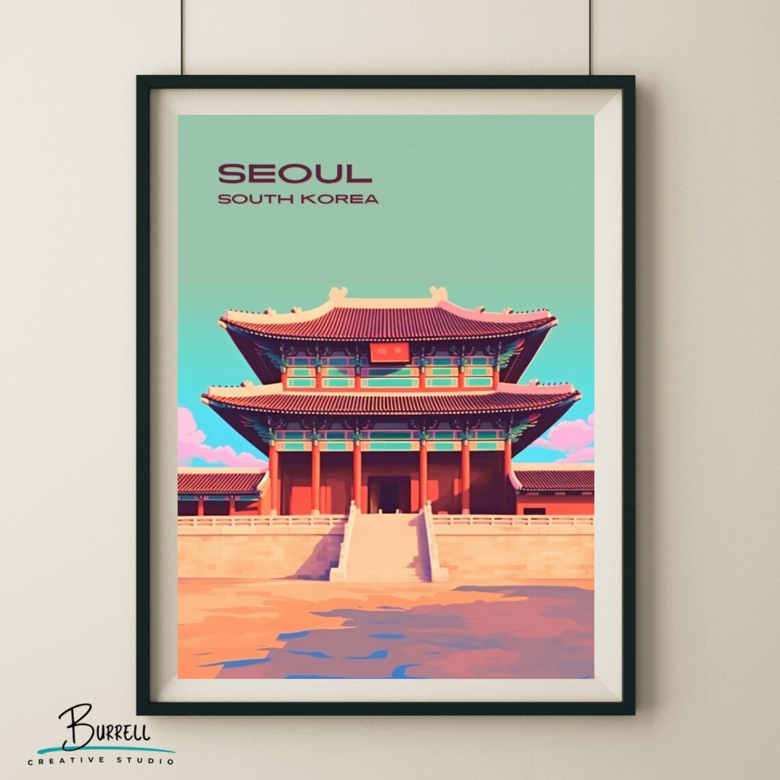 Seoul South Korea Gyeongbokgung Palace Colorful Travel Poster - Image 7