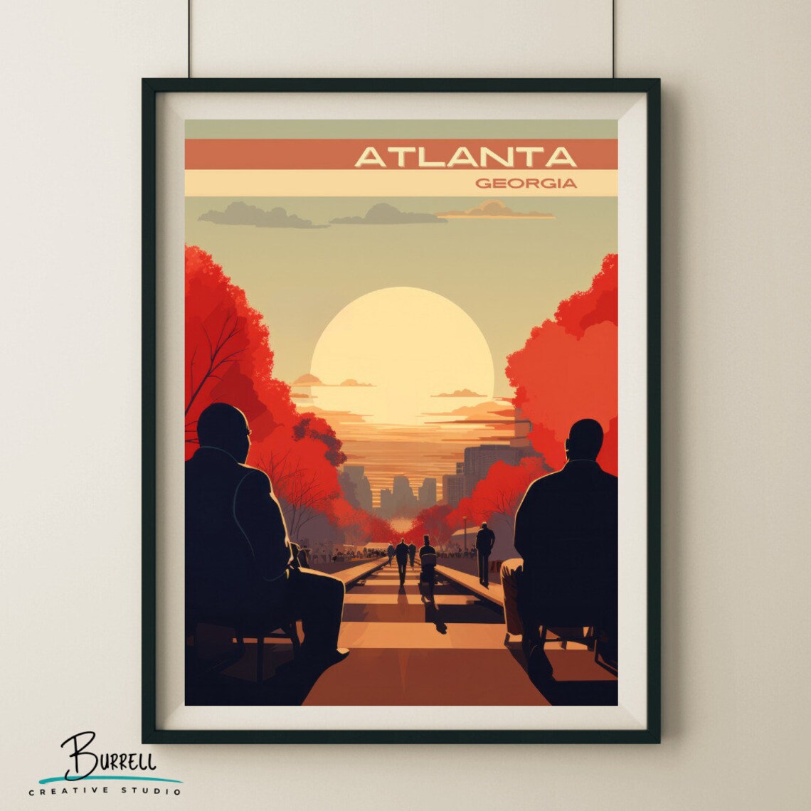 Atlanta Georgia Sunset March Silhouette Vintage Travel Poster - Image 4