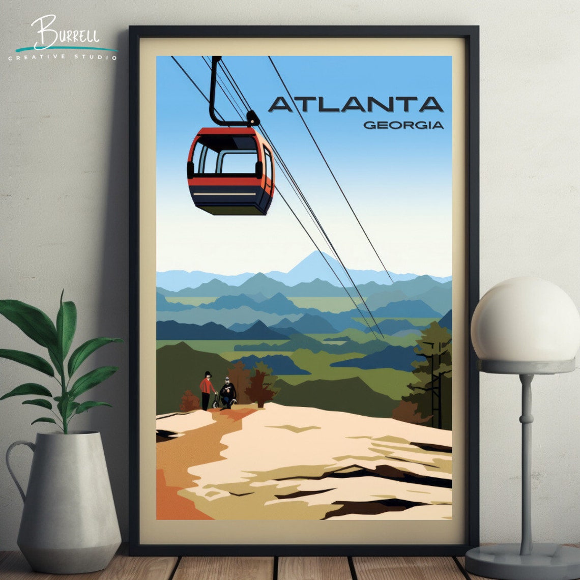 Atlanta Georgia Stone Mountain Gondola Scenic Park Travel Poster - Image 3