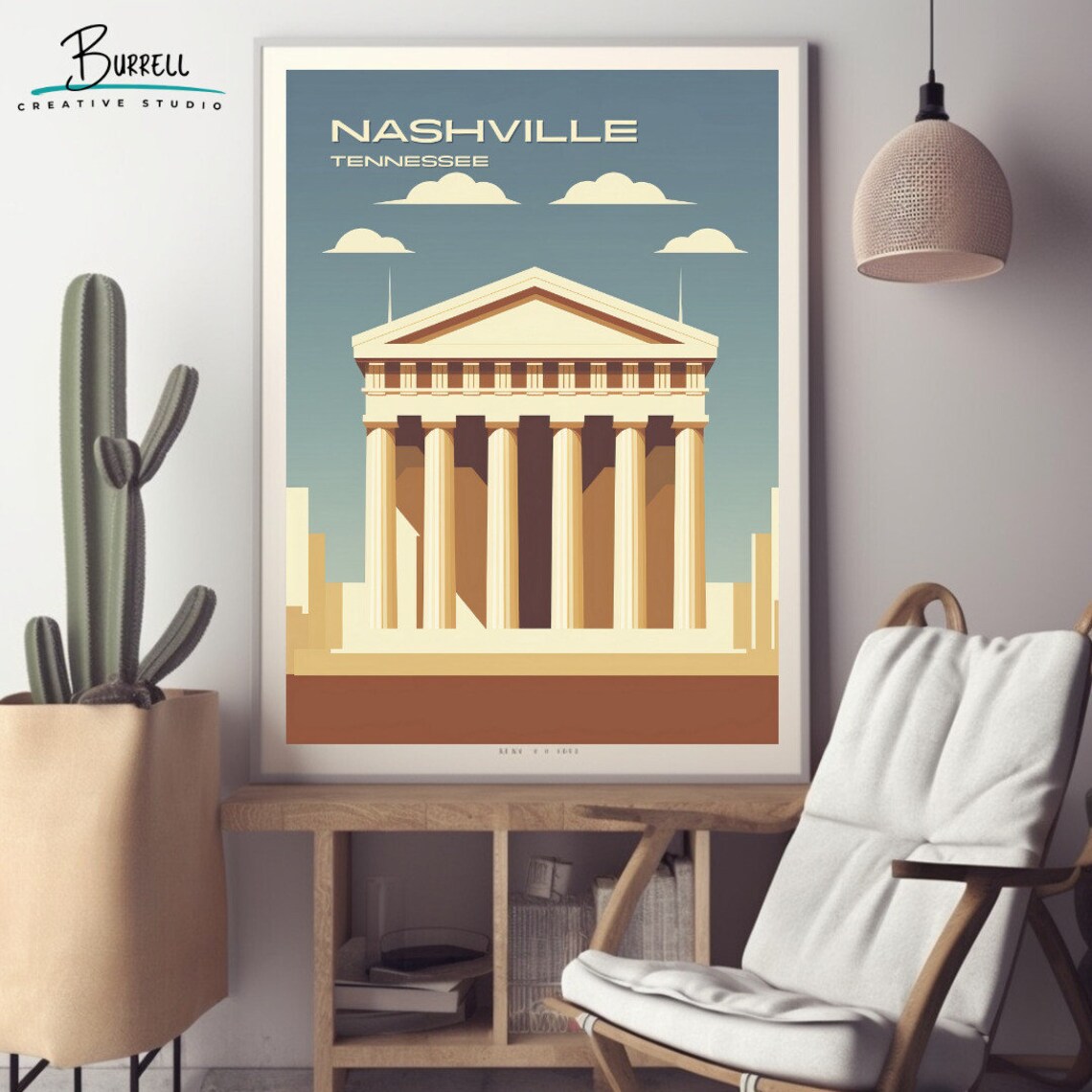 Nashville Tennessee Parthenon Greek Temple Illustration Travel Poster - Image 2