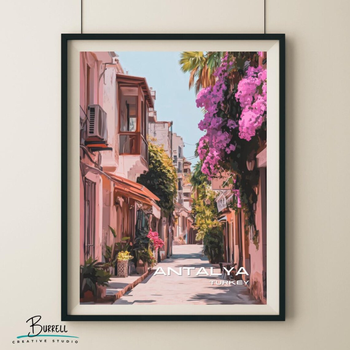 Antalya Turkey Kaleici Old Town Bougainvillea Lane Scenic Poster