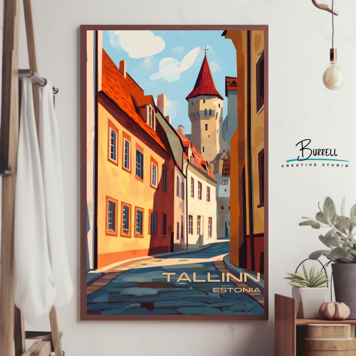 Tallinn Estonia Old Town Alley Red Roofs Medieval Tower Poster - Image 4