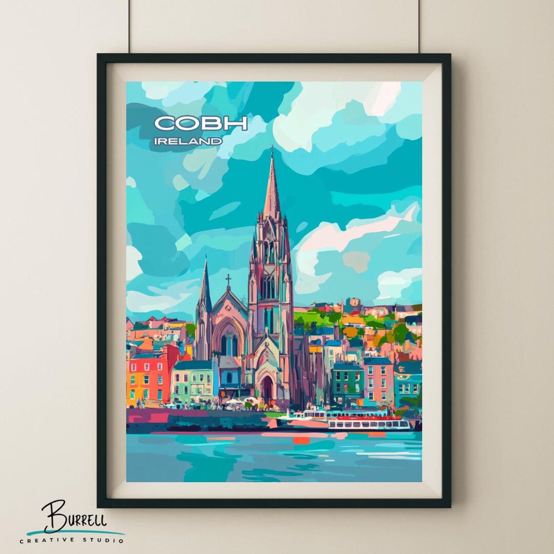 Cobh Ireland St Colman Cathedral Harbor Front Gothic Spire Poster