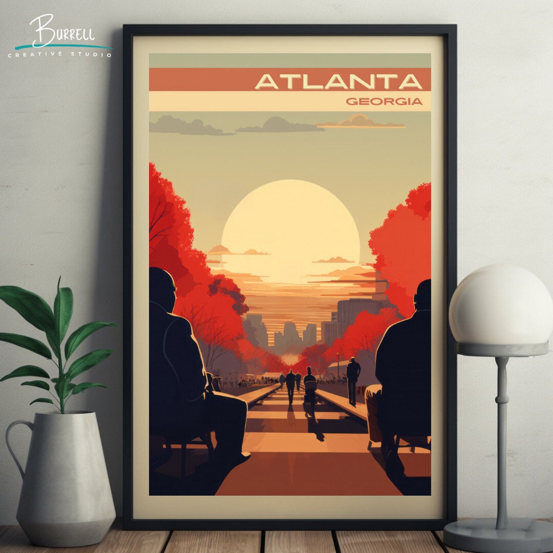 Atlanta Georgia Sunset March Silhouette Vintage Travel Poster - Image 3