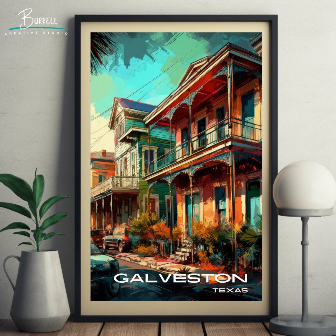 Galveston Texas Antique Home Travel Poster - Image 4